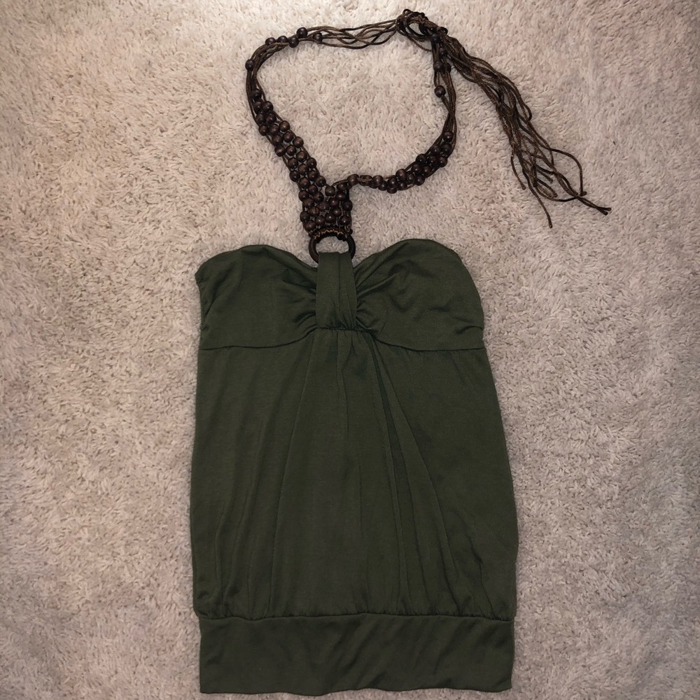 6/$20 Luv Luv small top w beads to tie around neck
